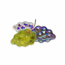 Load image into Gallery viewer, Czech glass grape fruit beads 12pc green purple AB mix #5