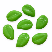 Load image into Gallery viewer, Czech glass leaf beads 20pc opaque spring green 12x9mm-Orange Grove Beads