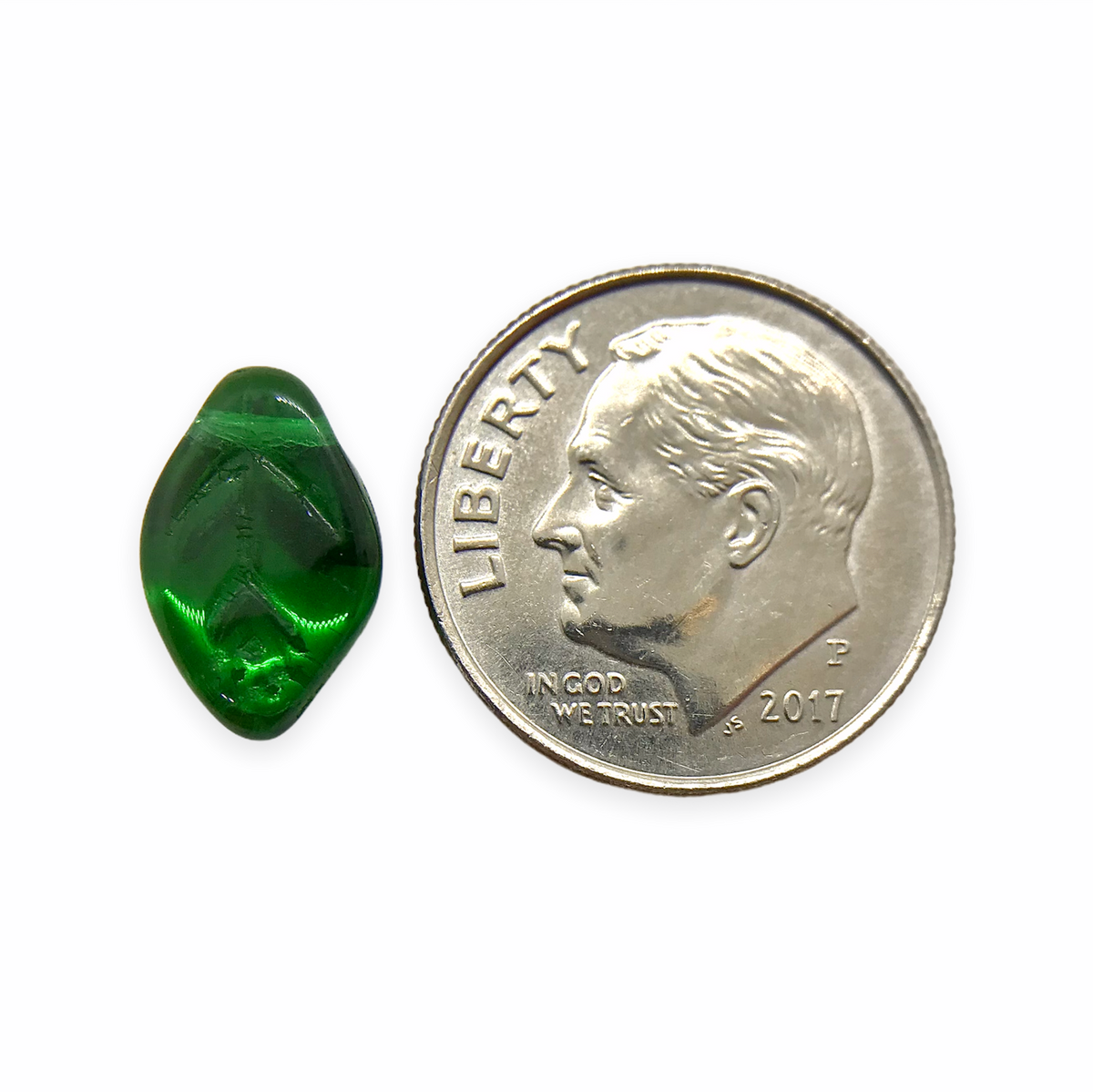 Czech glass leaf beads 25pc translucent emerald green AB 11x8 – Orange  Grove Beads