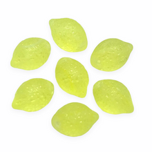 Load image into Gallery viewer, Czech glass lemon fruit drop beads 12pc translucent pale yellow UV glow-Orange Grove Beads