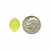 Load image into Gallery viewer, Czech glass lemon fruit beads 12pc pale uranium yellow 14x10mm