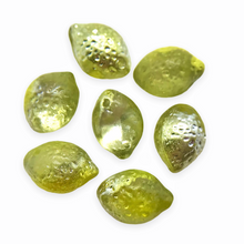 Load image into Gallery viewer, Czech glass iced lemon fruit beads 10pc yellow metallic finish-Orange Grove Beads