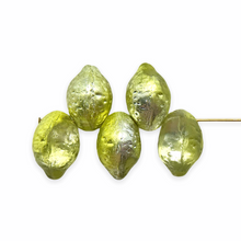 Load image into Gallery viewer, Czech glass iced lemon fruit beads 10pc yellow metallic finish