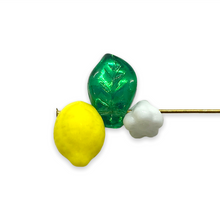 Load image into Gallery viewer, Czech glass lemon fruit beads with leaves flowers 36pcs #1