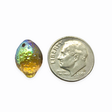 Load image into Gallery viewer, Czech glass lemon fruit beads 10pc yellow brown metallic gold