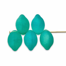 Load image into Gallery viewer, Czech glass lemon lime fruit beads 12pc green blue opaline UV 14mm