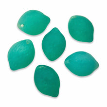 Load image into Gallery viewer, Czech glass lemon lime fruit beads 12pc milky opal green blue UV blacklight glow 14mm-Orange Grove Beads