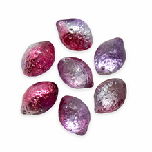 Load image into Gallery viewer, Czech glass lemon fruit drop beads iced pink purple metallic 10pc-Orange Grove Beads