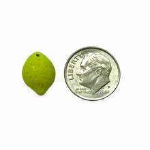 Load image into Gallery viewer, Czech glass lime fruit beads 12pc matte avocado green 14mm