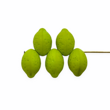 Load image into Gallery viewer, Czech glass lime fruit beads 12pc matte avocado green 14mm