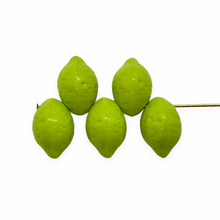Load image into Gallery viewer, Czech glass lime fruit beads 12pc shiny avocado green 14mm