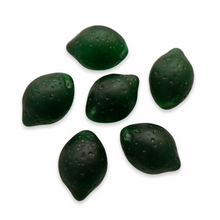 Load image into Gallery viewer, Czech glass lime fruit shaped beads charms 12pc dark green-Orange Grove Beads