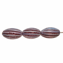 Load image into Gallery viewer, Czech glass melon oval beads 10pc milky opal blue white-Orange Grove Beads