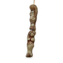 Load image into Gallery viewer, Czech glass mermaid beads 4pc beige brown 25mm
