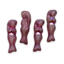 Load image into Gallery viewer, Czech glass mermaid beads charms 4pc matte frosted pink metallic 25mm-Orange Grove Beads