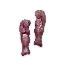 Load image into Gallery viewer, Czech glass mermaid beads 4pc matte frosted pink metallic 25mm