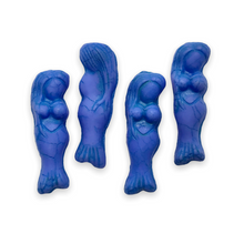 Load image into Gallery viewer, Czech glass mermaid beads charms 4pc matte opaque blue 25mm-Orange Grove Beads