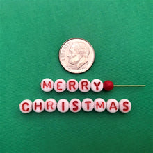 Load image into Gallery viewer, Czech glass MERRY CHRISTMAS holiday word beads 2 sets red white