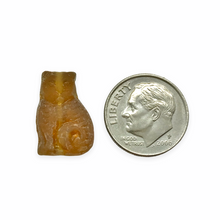 Load image into Gallery viewer, Czech glass seated cat beads 10pc matte amber brown AB 17mm