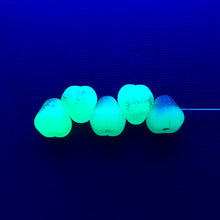 Load image into Gallery viewer, Czech glass pear fruit beads 12pc matte uranium green red 10mm