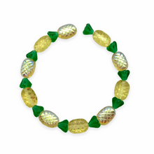 Load image into Gallery viewer, Czech glass golden yellow AB pineapple fruit shaped beads 10 sets (20pc)-Orange Grove Beads