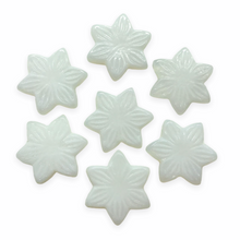 Load image into Gallery viewer, Czech glass Christmas Poinsettia flat flower beads 8pc alabaster white 18mm-Orange Grove Beads