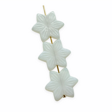 Load image into Gallery viewer, Czech glass Christmas Poinsettia flat flower beads 8pc alabaster white 18mm