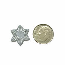 Load image into Gallery viewer, Czech glass Christmas Poinsettia flat flower beads 8pc pale blue silver 18mm