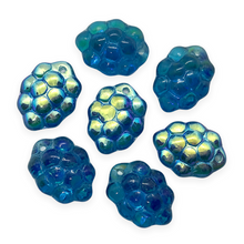 Load image into Gallery viewer, Czech glass blue raspberry grape fruit beads with AB 12pc 14x10mm-Orange grove Beads