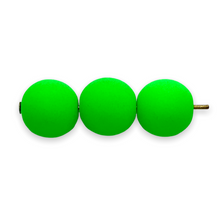 Load image into Gallery viewer, Czech glass round beads 25pc matte neon green UV glow 8mm-Orange Grove Beads