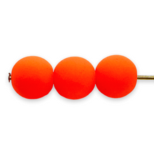 Load image into Gallery viewer, Czech glass round beads 25pc matte neon orange UV glow 8mm-Orange Grove Beads
