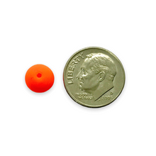 Load image into Gallery viewer, Czech glass round beads 25pc matte neon orange UV glow 8mm