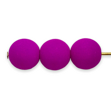 Load image into Gallery viewer, Czech glass round beads 25pc matte neon purple pink UV glow 8mm-Orange Grove Beads
