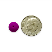 Load image into Gallery viewer, Czech glass round beads 25pc matte neon purple pink UV glow 8mm