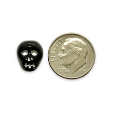 Load image into Gallery viewer, Czech glass skull beads 12pcs black white gold silver mix 12mm