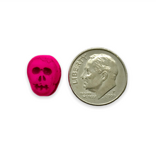 Load image into Gallery viewer, Czech glass skull beads 8pc UV neon rainbow mix 12mm