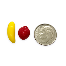Load image into Gallery viewer, Strawberry banana milkshake Czech glass fruit beads mix 24pc