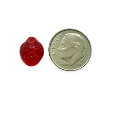 Load image into Gallery viewer, Czech glass strawberry fruit beads 12pc translucent red shiny 11x8mm