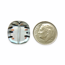 Load image into Gallery viewer, Czech glass table cushion cut oval beads 6pc crystal tortoise striped AB finish 17mm