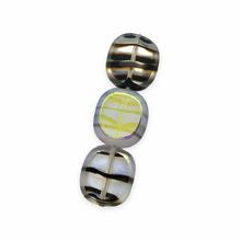 Load image into Gallery viewer, Czech glass table cushion cut oval beads 6pc crystal tortoise striped AB finish 17mm
