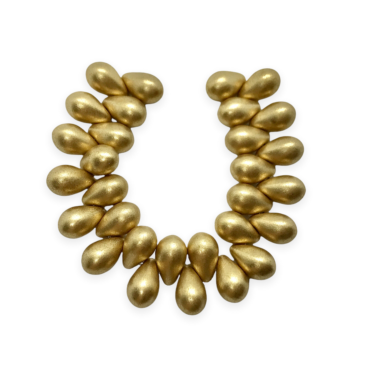 C3626 Czech Glass Teardrop Beads SAPPHIRE w/ GOLD FINISH 6x9mm 