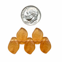 Load image into Gallery viewer, Czech glass wavy leaf beads 20pc amber yellow 14x10mm