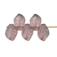 Load image into Gallery viewer, Czech glass wavy leaf beads 20pc light amethyst purple 14x9mm side drilled-Orange-Grove-Beads