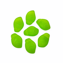 Load image into Gallery viewer, Czech glass wavy curved leaf beads 20pc milky spring green matte 14x9mm-Orange Grove Beads