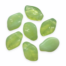 Load image into Gallery viewer, Czech glass wavy leaf beads 20pc mint green opal 14x10mm-Orange Grove Beads