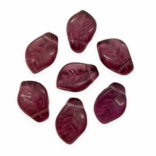 Load image into Gallery viewer, Czech glass wavy leaf beads 20pc translucent purple 14x9mm side drilled-Orange Grove Beads
