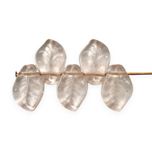 Load image into Gallery viewer, Czech glass wavy leaf beads 20pc translucent pink 14x9mm side drilled-Orange-grove-Beads