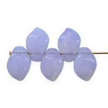 Load image into Gallery viewer, Czech glass wavy leaf beads 20pc violet opal 14x9mm side drilled-Orange Grove-beads