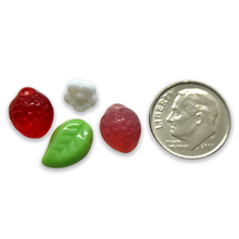 Load image into Gallery viewer, Czech glass strawberry fruit beads mix with leaves & flowers 36pc #6