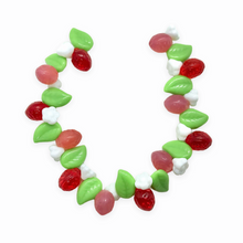 Load image into Gallery viewer, Czech glass beads 36pc strawberry fruit shaped mix with leaves & flowers #6-Orange Grove Beads